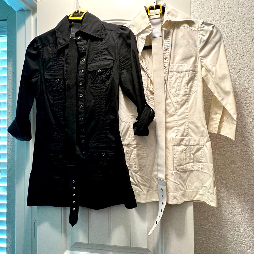 Sexy bottom down shirt with belt